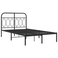Bedframe met hoofdbord metaal zwart 120x190 cm - thumbnail
