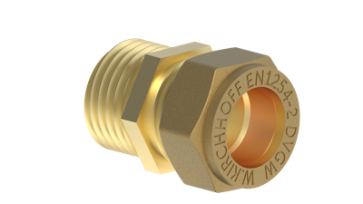 Kirchhoff Messing overgangsstuk, blank, 12 mm x 1/2"ET, klemkoppeling voor koperen buis - 989457217
