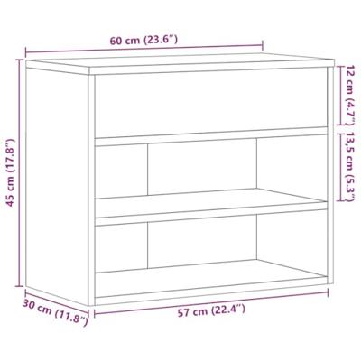 VidaXL Schoenenbank 60x30x45 cm bewerkt hout grijs sonoma eikenkleurig VidaXL Schoenenbank 60x30x45 cm bewerkt hout grijs sonoma eikenkleurig