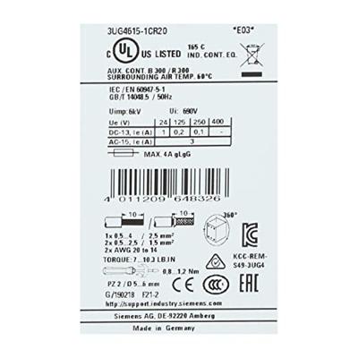 Siemens 3UG4615-1CR20 Bewakingsrelais 160 - 690 V/AC 1x wisselcontact, 1x wisselcontact Piece 1 stuk(s)