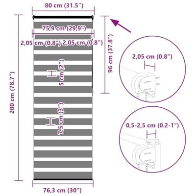 VidaXL Zebra rolgordijn 80x200 cm stofbreedte 75,9 cm zwart