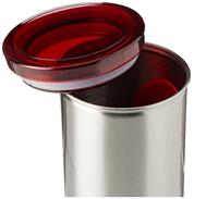 Brabantia voorraadbus voor 18 koffiepads matt steel fingerprint proof / red - thumbnail