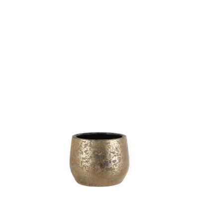 Clemente pot round gold h15,5xd19,5 cm stenen binnenpot Mica Decorations - Mica decorations