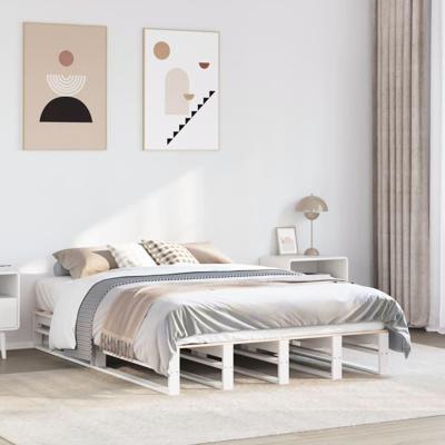 Bedframe zonder matras massief grenenhout wit 120x190 cm