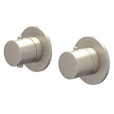 Afbouwdeel IVY Bond Inbouwthermostaat Symmetry 2-Weg Stop-Omstel Met Rond Rozet Geborsteld Nickel PVD IVY