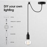 Textiel Kabel - 30 meter lang - Zwart-grijs - Strijkijzersnoer 3 x 0,75 mm met aardingsgeleider - met textielmantel - pendelleiding lampkabel - Accessoires voor lampen - Binnen gebruik - thumbnail