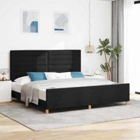 Bedframe met hoofdeinde Zwart 200 x 200 cm Stof - thumbnail