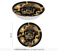 Elegante Nieuwjaar Schaal Zwart/Goud (32cm) - thumbnail