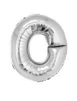 Folieballon zilver letter &apos;O&apos; groot - thumbnail