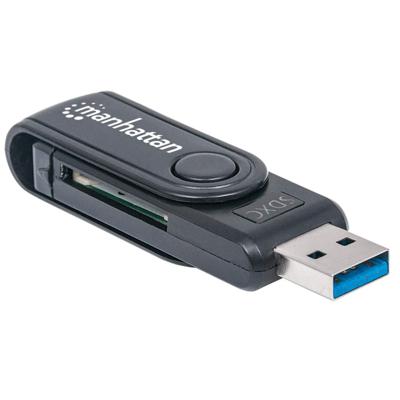 Manhattan Mini Multi-Card Reader/Writer USB 3.0 externer Card Reader/Writer 24-in-1 Externe geheugenkaartlezer USB-A 3.2 Gen 1, SD, MMC mobile, Micro-SD Zwart Manhattan Mini Multi-Card Reader/Writer USB 3.0 externer Card Reader/Writer 24-in-1 Externe geheugenkaartlezer USB-A 3.2 Gen 1, SD, MMC mobile, Micro-SD Zwart