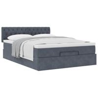 Ottoman bed met matras 140x190cm fluweel donkergrijs - thumbnail