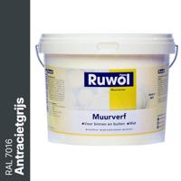 Ruwol Muurverf binnen en buiten Mat Antracietgrijs (RAL 7016) 5 liter - thumbnail