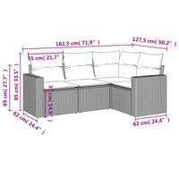 4-delige Loungeset met kussens poly rattan grijs - thumbnail