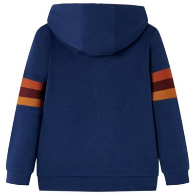 Kindertrui met capuchon beer en snowboardprint 116 marineblauw - thumbnail