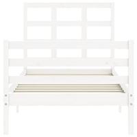 Bedframe met hoofdbord massief hout wit - thumbnail