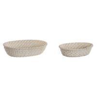 Basket spelset Home ESPRIT Wit Natuurlijk Bamboe Rotan 29 x 22 x 7 cm - thumbnail