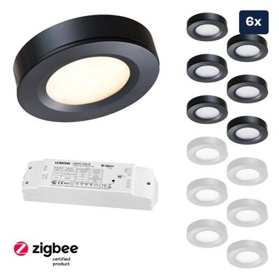 Set LED-opbouwspot Zigbee Adria zwart 3W dimbaar