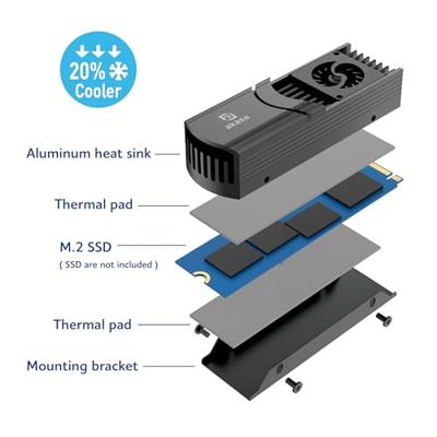 Akasa Gecko Pro LX M.2 NVMe SSD Luchtkoeler 2 cm Zwart 1 stuk(s) Akasa Gecko Pro LX M.2 NVMe SSD Luchtkoeler 2 cm Zwart 1 stuk(s)