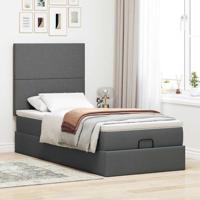 Ottoman bed met matras 90x190cm stof donkergrijs - thumbnail