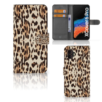 Samsung Galaxy Xcover 6 Pro | Telefoonhoesje | Met pasjeshouder | Leopard Samsung Galaxy Xcover 6 Pro | Telefoonhoesje | Met pasjeshouder | Leopard