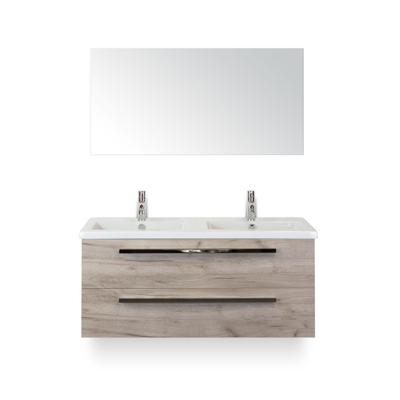 Seville Badmeubelset 120 cm - 2 laden Craft Oak - Wastafel Djazz Dubbel - met Spiegel