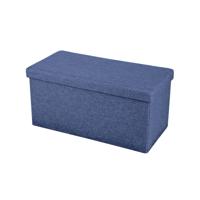 Opvouwbare Opbergbank - Opvouwbare Hocker - Stof - 37.5x76x37.5cm - Donkerblauw - Opbergbank - Opvouwbare Hocker - thumbnail