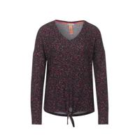 Street One fijngebreide top met all over print zwart/roze/oranje - thumbnail