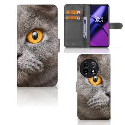 Telefoonhoesje | Met pasjeshouder | OnePlus 11 Britse Korthaar Telefoonhoesje | Met pasjeshouder | OnePlus 11 Britse Korthaar