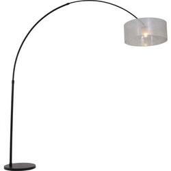 Steinhauer BooglampStresa zwart met zilver sizoflor kap - 9833ZW