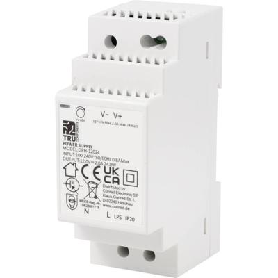 TRU COMPONENTS TC-10580808 DIN-rail netvoeding 12 V/DC 2 A 24 W Aantal uitgangen:1 x Inhoud 1 stuk(s)