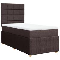 Boxspring met matras stof donkerbruin 90x190 cm - thumbnail