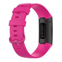 Fitbit Charge 3 & 4 siliconen diamant pattern bandje - Maat: Large - Roze - thumbnail