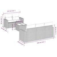 6-delige Loungeset met kussens poly rattan bruin - thumbnail