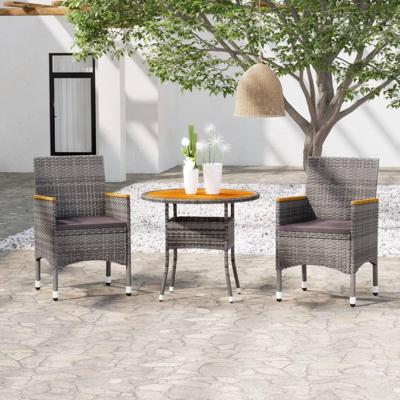 3-delige Tuinset poly rattan grijs