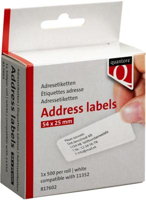 Label etiket quantore 11352 54mmx25mm retour wt Label etiket quantore 11352 54mmx25mm retour wt