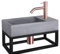 Differnz Differnz Force fonteinset beton donkergrijs - kraan gebogen - met handdoekrek rood koper - thumbnail