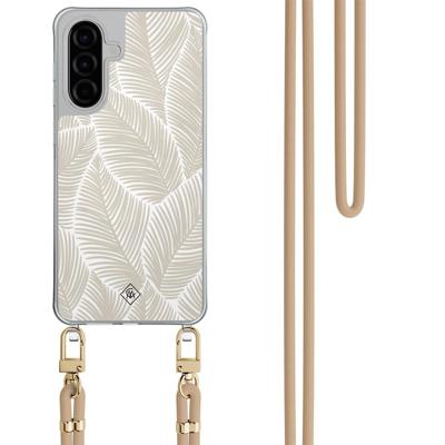 Samsung Galaxy A56 hoesje met beige koord - Palm leaves beige