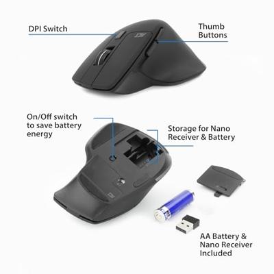 ACT AC5151 Draadloze Muis | 1000-2400 DPI | Stille Klik | USB-A Ontvanger | Ergonomisch ontwerp | Zwart