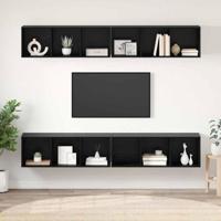 Tv-meubelset 4 pcs Zwart Eiken 37 x 37 x 107,5 cm Bewerkt hout - thumbnail