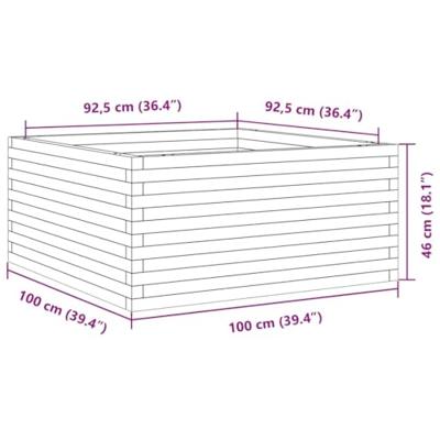 Plantenbak 100x100x46 cm massief grenenhout wasbruin