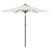 VidaXL Parasol met led&apos;s en stalen paal 225x225x212 cm wit - thumbnail