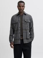 J&j Premium Jprrayle Melange Check L/s Overshirt Sn Overshirt Dark Grey - thumbnail