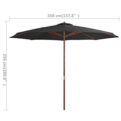 Parasol met houten paal 350 cm antraciet