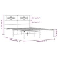 Bedframe met hoofdbord metaal wit 140x190 cm - thumbnail