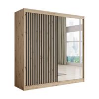 Meubella Kledingkast Lisbon 2 - Eiken - 200 cm - Met spiegel - thumbnail