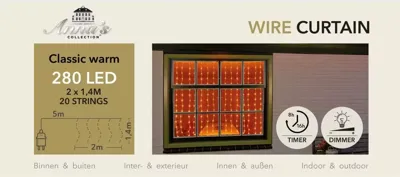 Gordijnverlichting Raam 280 LED 2x1,4m CW