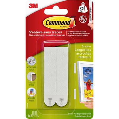 Command fotolijststrip, large, draagvermogen 7,2 kg, wit, blister van 8 stuks