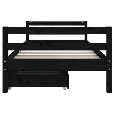Kinderbedframe met lades 80x200 cm massief grenenhout zwart - thumbnail