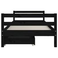 Kinderbedframe met lades 80x200 cm massief grenenhout zwart - thumbnail