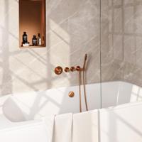 BRAUER Stripe Thermostatische Badkraan - SET 01 - inbouw - badvulcombinatie - staaf handdouche - doucheslang - wandaansluitbocht - koper geborsteld PVD 5-GK-359 - thumbnail